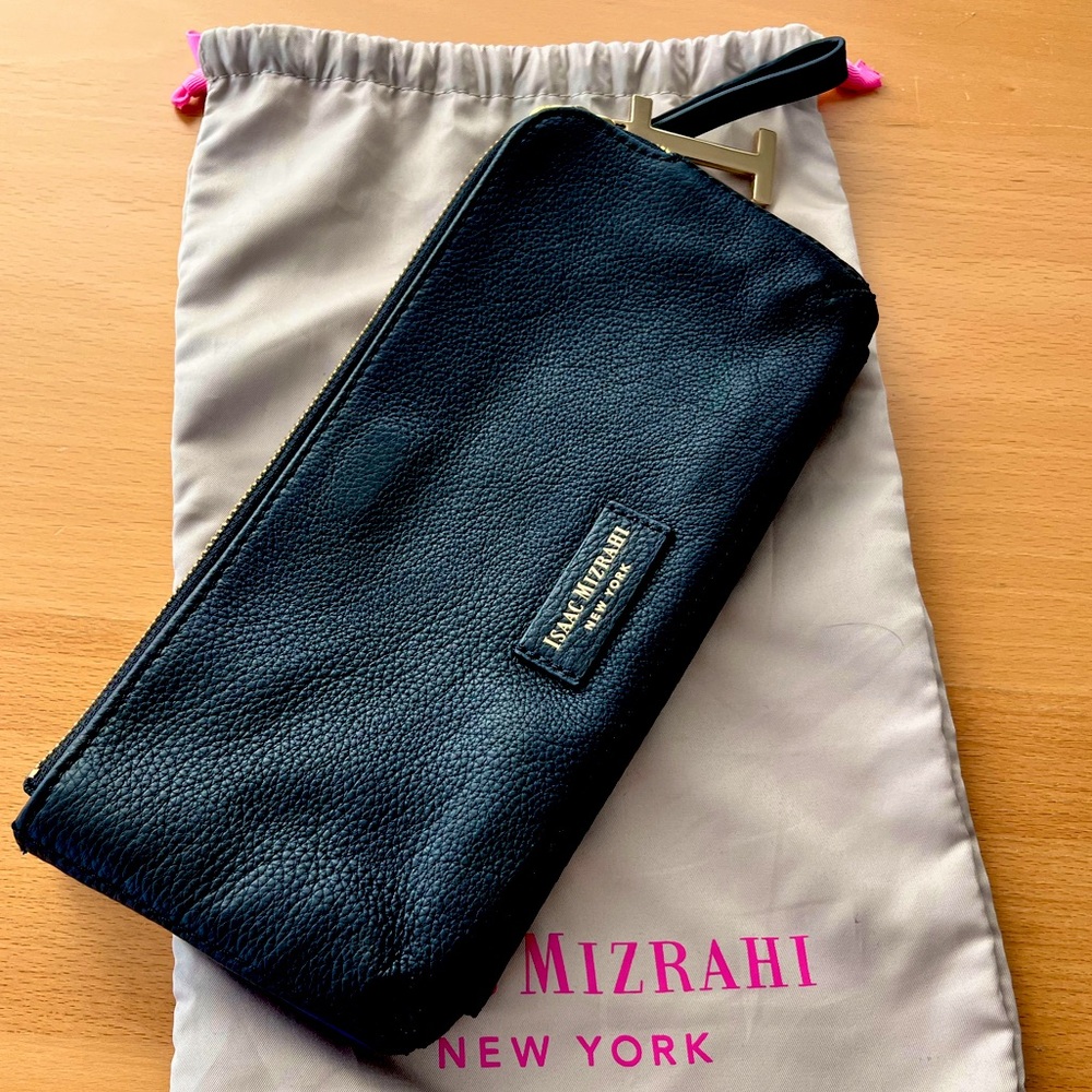 Isaac Mizrahi Reversible Leather Clutch Bag - Black / Blue